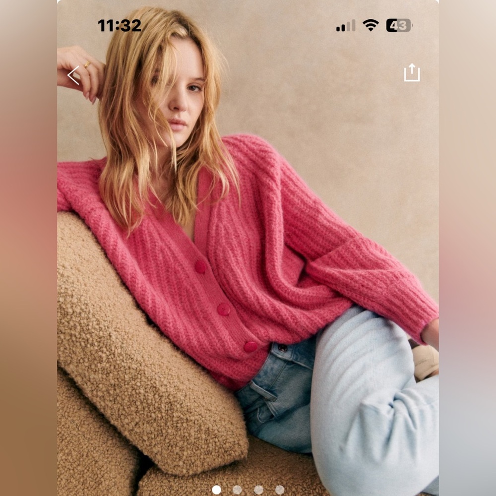 Sezane Basile Cardigan Pop Pink - Size S